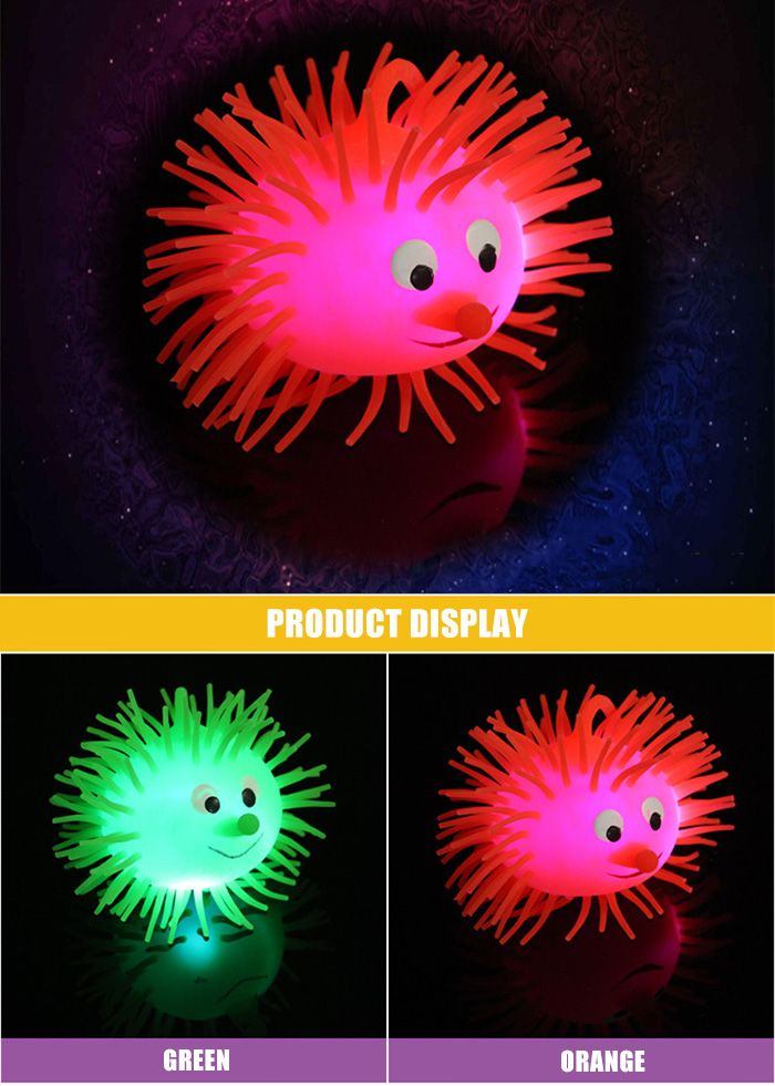 1pc Creative Flash LED Light Up Smile Face Squeeze Hedgehog Ball Toy for Kid